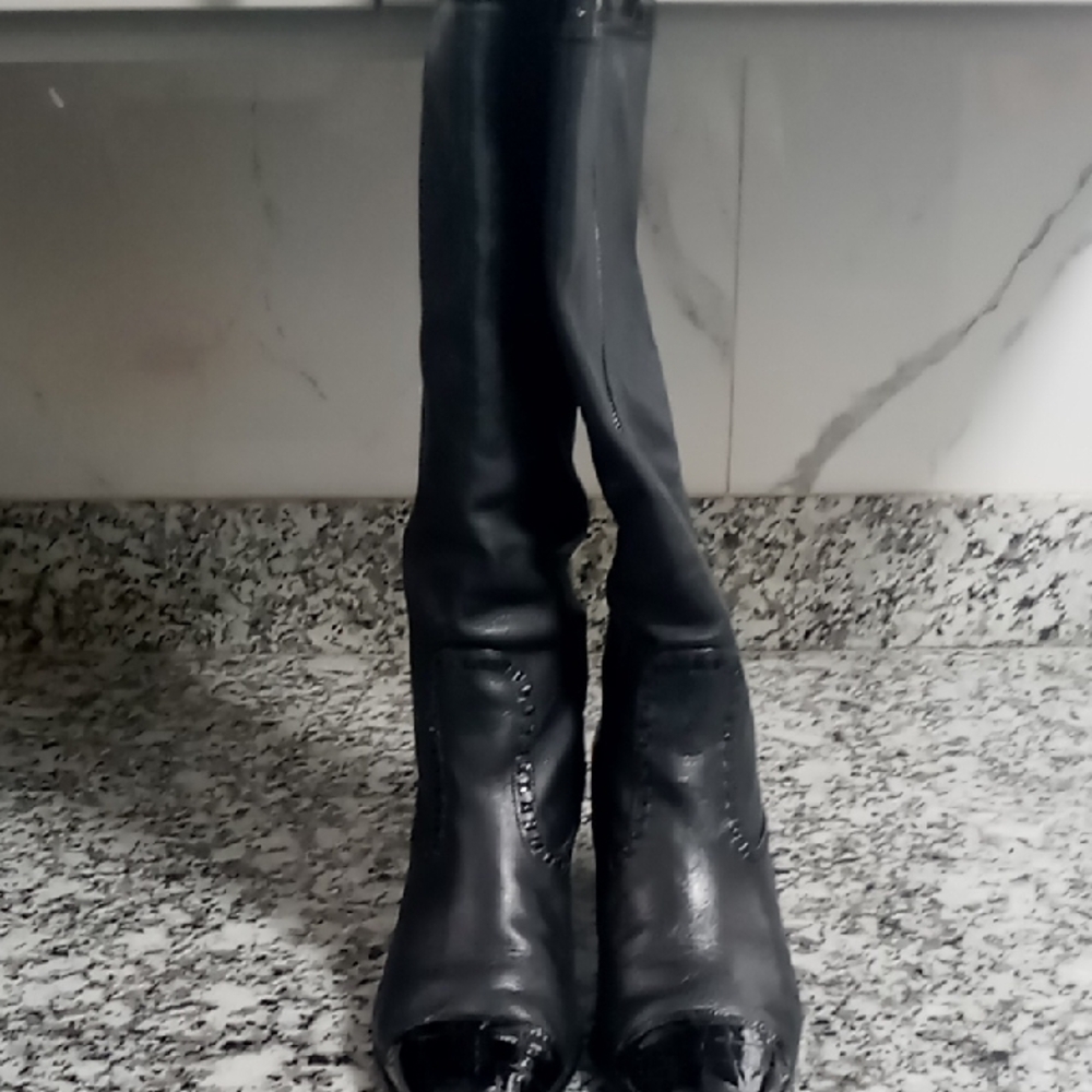 Womens Brighton Torch Elegant Black Napa Blk Print Croc Boots Size 8.5M